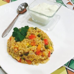 Bulgur Pulao. Broken Wheat Pilaf. Dalia Pualo