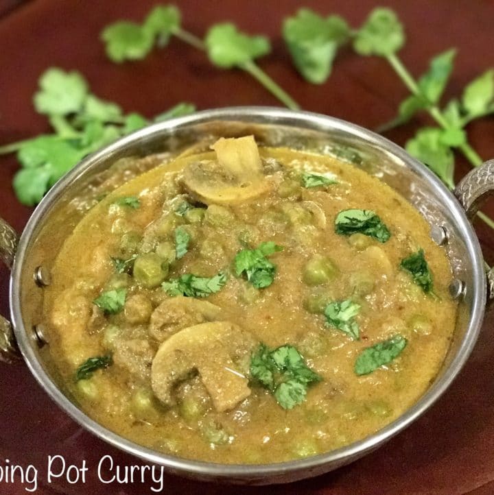 Mushroom Mutter Masala - Instant Pot Pressure Cooker - Piping Pot Curry