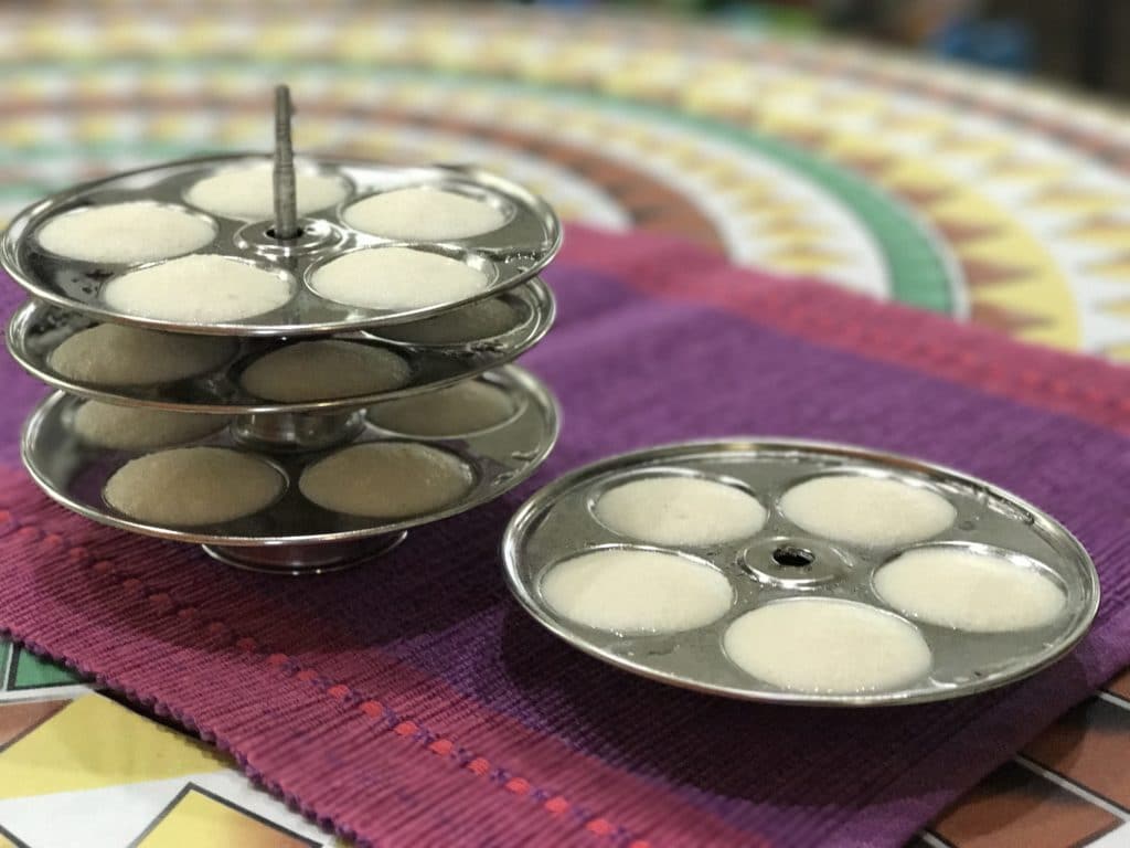 Steamed Idli (Savory Rice Cakes) Instant Pot Piping Pot Curry