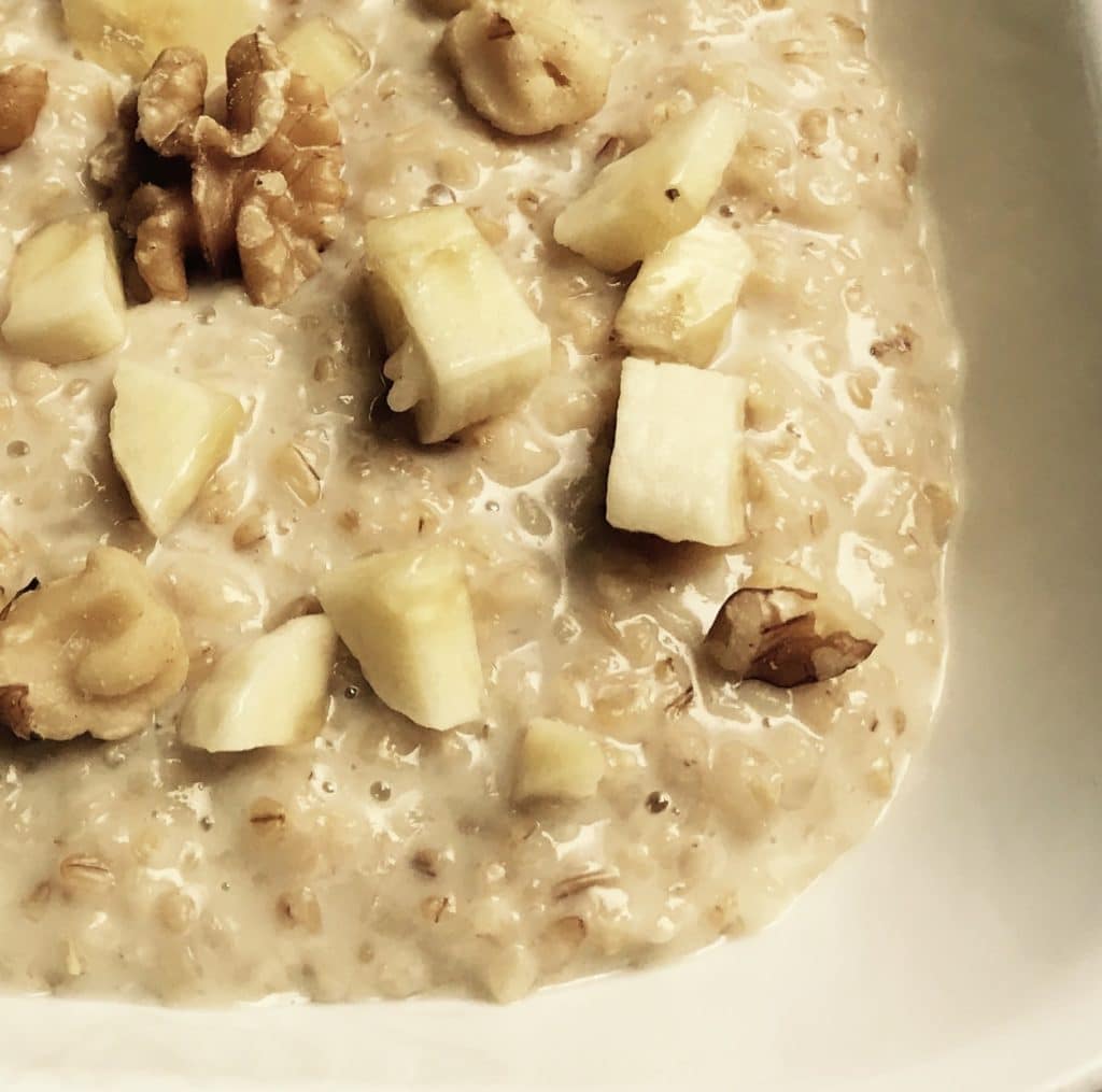 Steel Cut Oats with banana and walnuts