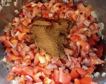 Pav Bhaji Instant Pot Pressure Cooker - 2. Add Tomato Pav Bhaji masala Pav Bhaji Instant Pot Pressure Cooker - 2. Add Tomato Pav Bhaji masala
