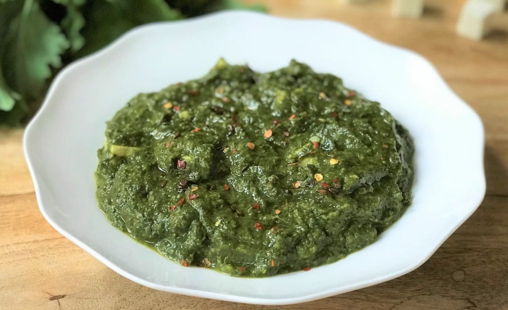 Saag Palak Paneer in a serving plate