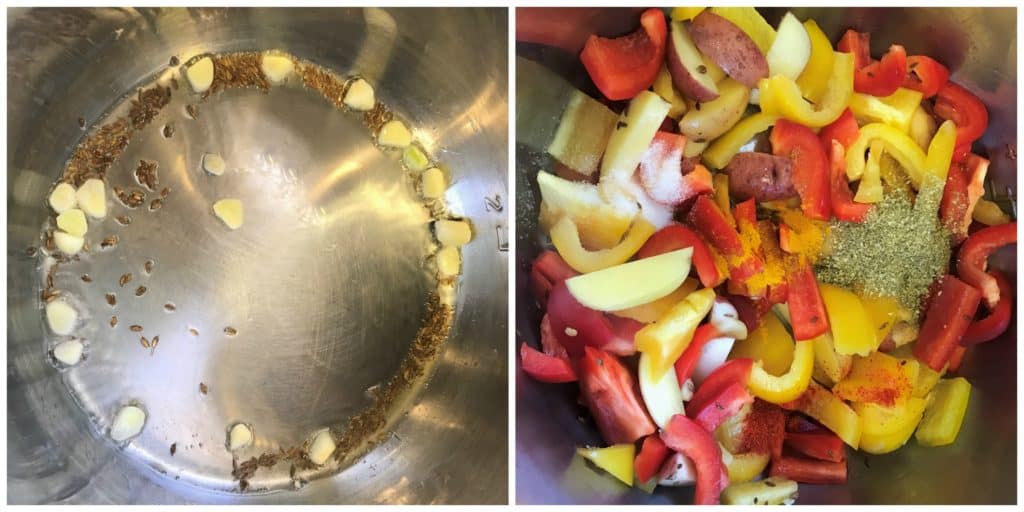 Bell Pepper and Potato Stir Fry Pressure Cooker Steps