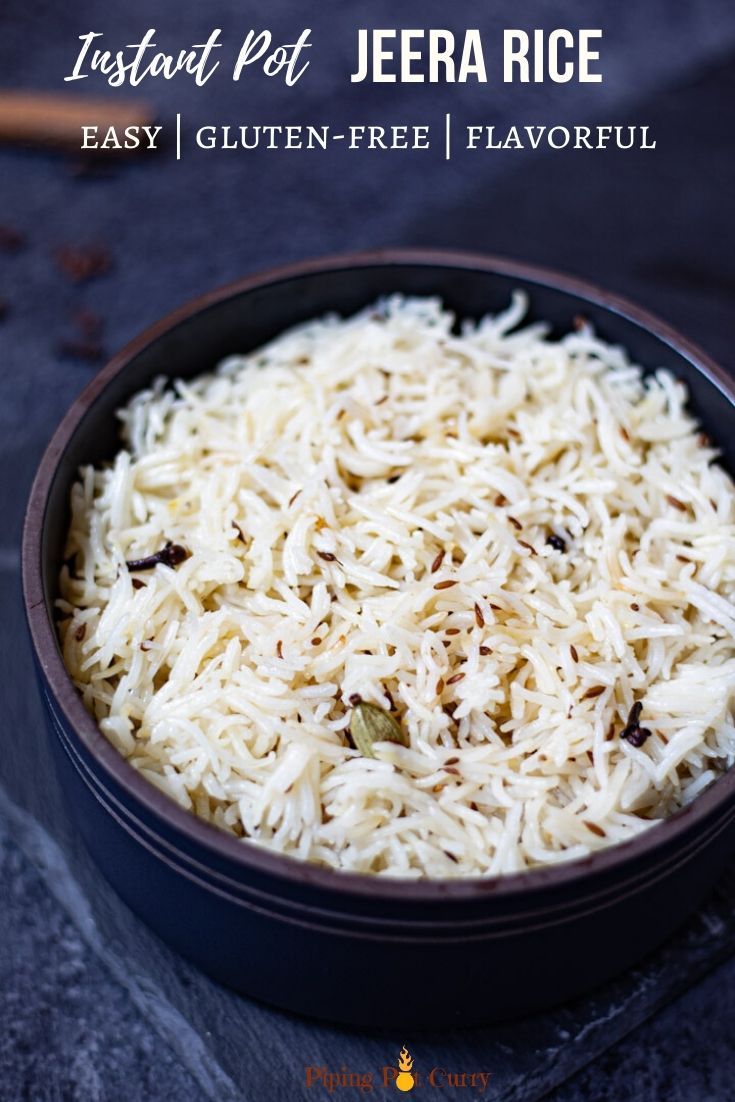 Jeera / Cumin Rice Instant Pot Pressure Cooker Piping Pot Curry