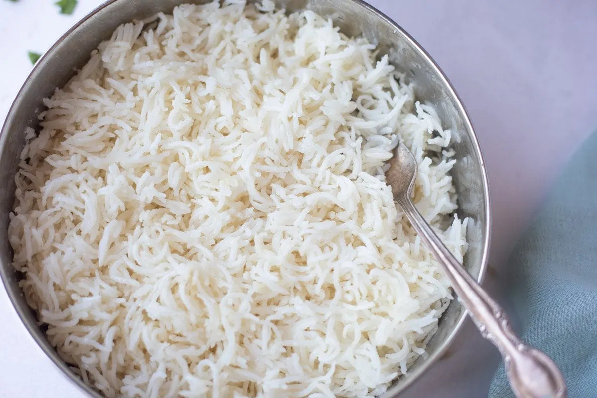 Fluffy Rice in a steel bowl 
