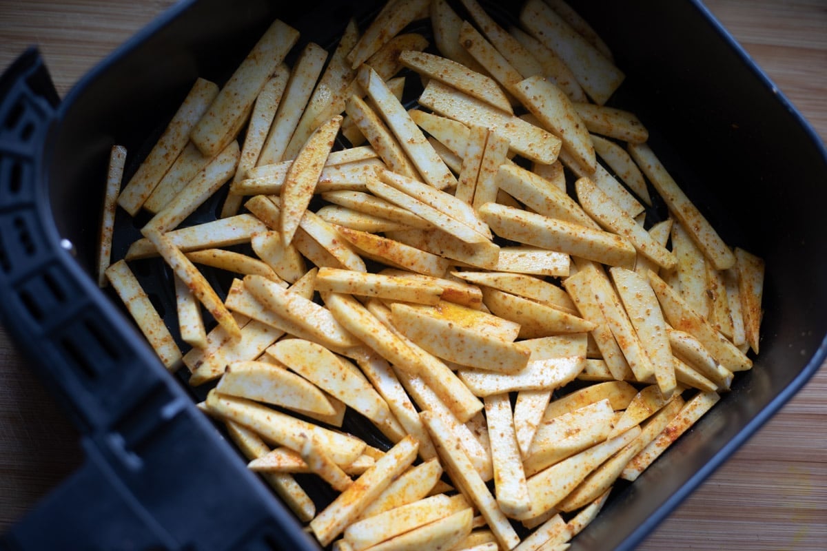 seasoned taro fries in the air fryer