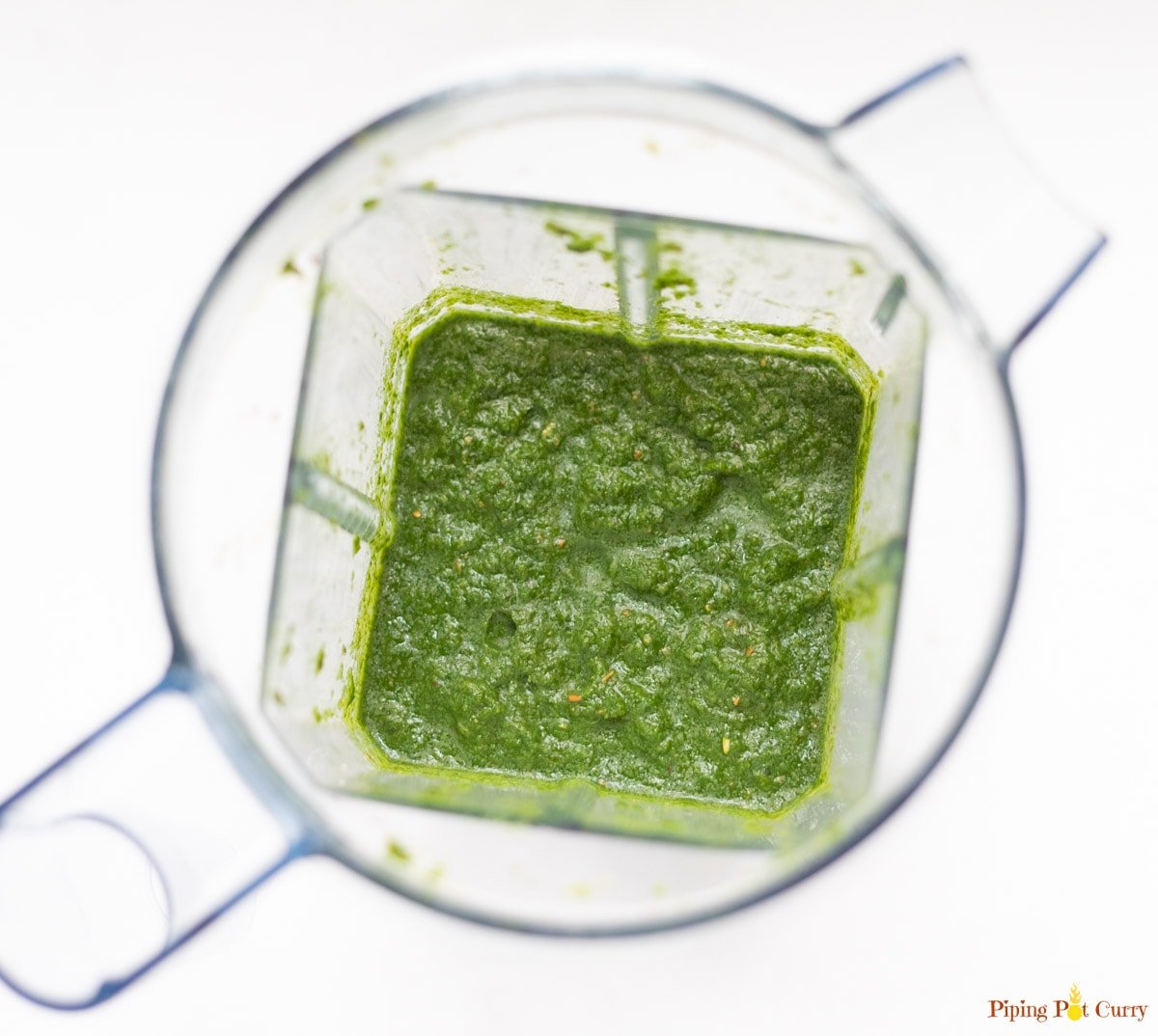 Green mint cilantro chutney in a blender