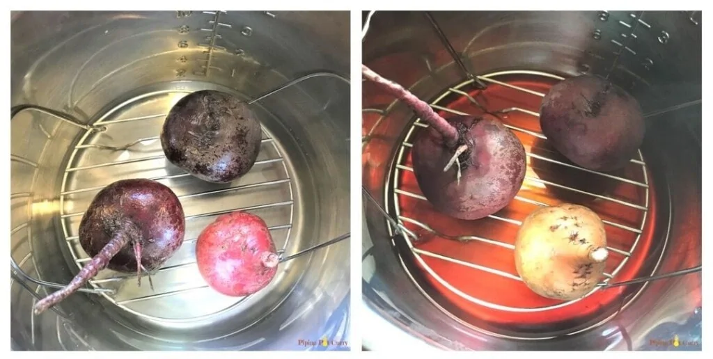 red beets being cooked in the instant pot