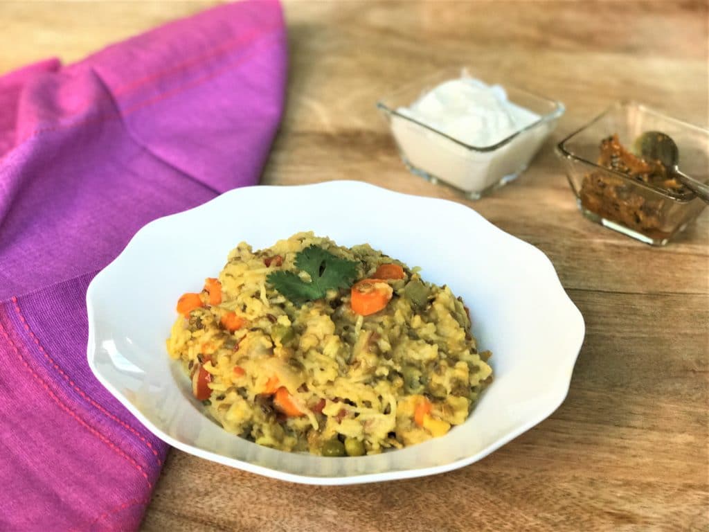 Instant Pot Lentil & Vegetable Khichdi / Masala Khichdi - Piping Pot Curry