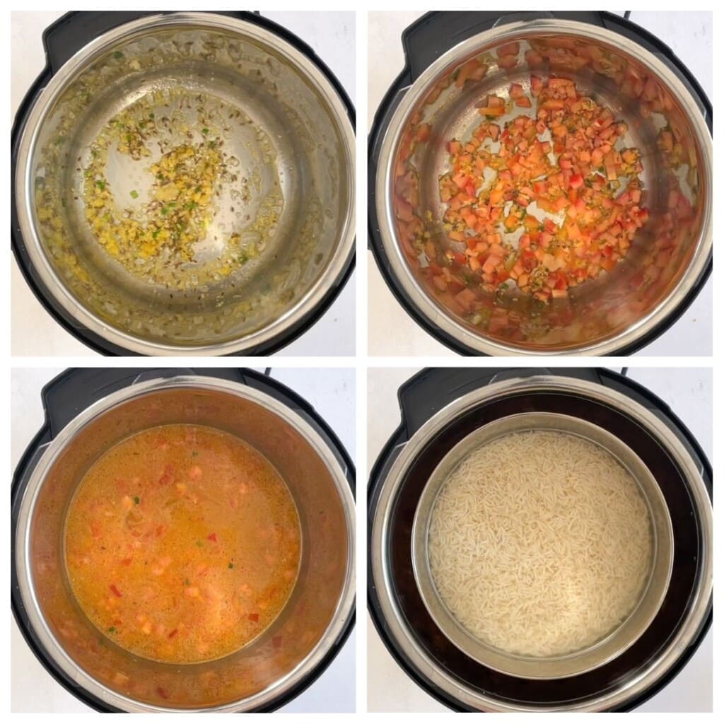 Steps to make dal with pot-in-pot rice in the instant pot