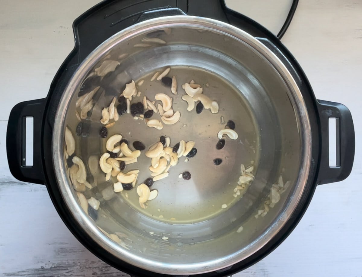 Roasting nuts and raisins in instant pot