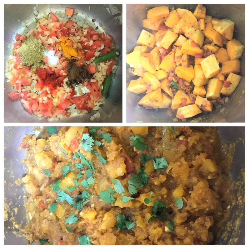 Steps to make pumpkin curry in the pressure cooker