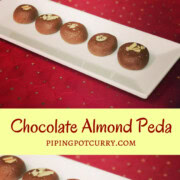 Chocolate Peda on a white plate