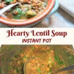 A healthy and delicious vegan brown lentil soup with veggies. Amazingly easy to make in the Pressure Cooker and perfect for a cold day! #lentil #brownlentil #vegan #glutenfree #soup #instantpot #pressurecooker #recipe #middleeastern #healthy #easy #vegetarian | pipingpotcurry.com