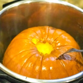 Cooked whole pumpkin for puree in the instant pot