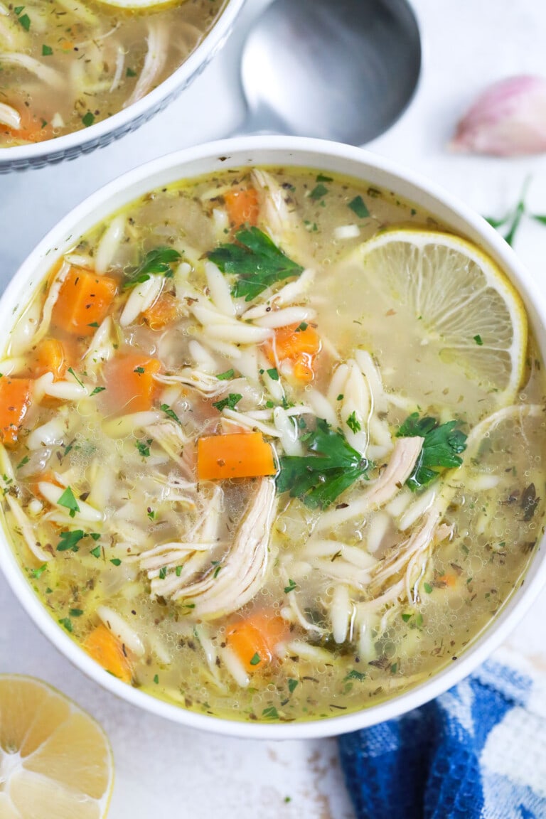 Easy Instant Pot Lemon Chicken Orzo Soup - Piping Pot Curry