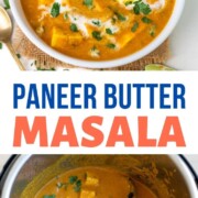 Paneer butter masala in a white bowl