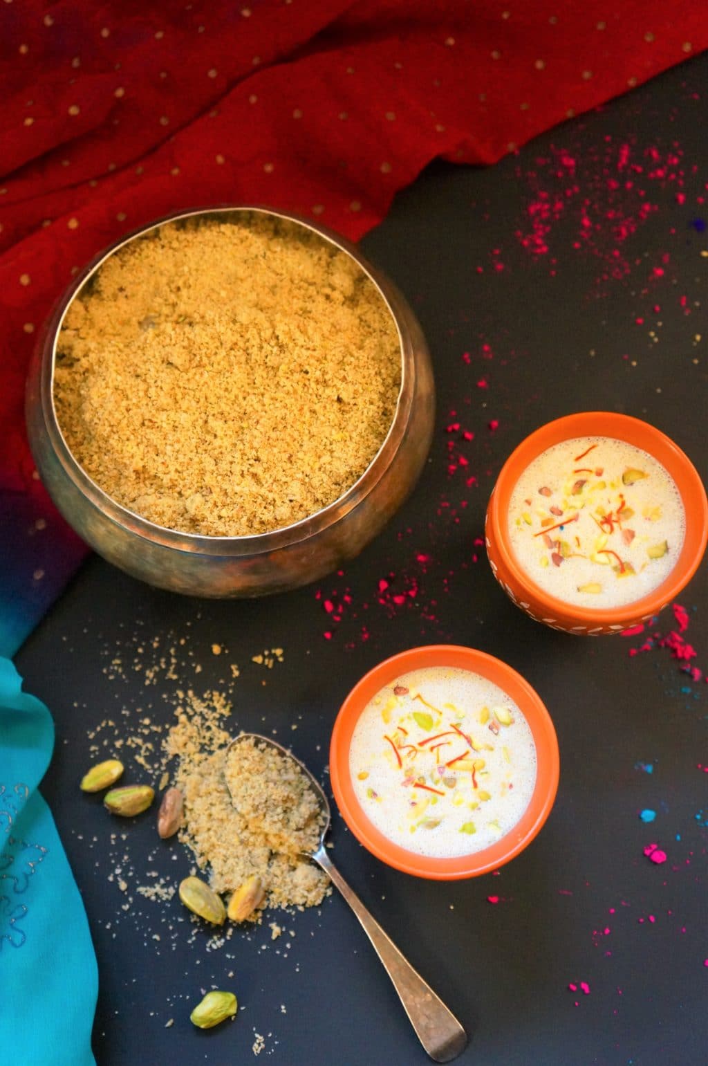 Thandai for Holi (Almond Saffron flavored Milk) Piping Pot Curry