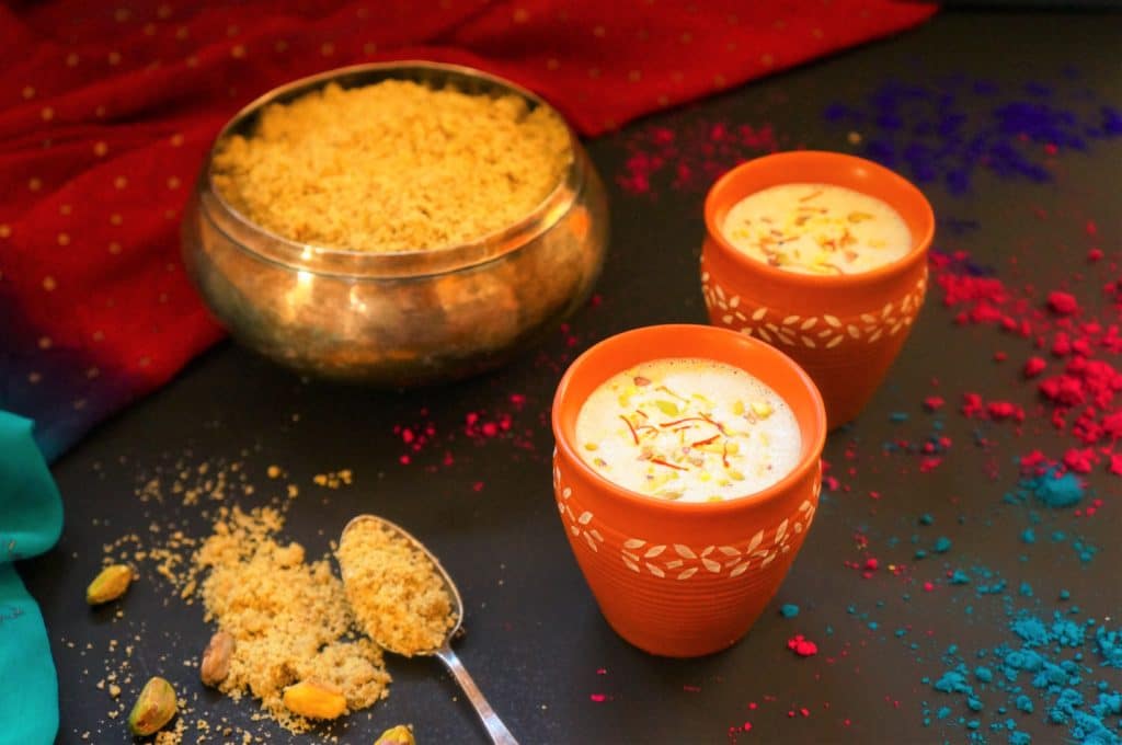 Thandai for Holi (Almond Saffron flavored Milk) - Piping Pot Curry