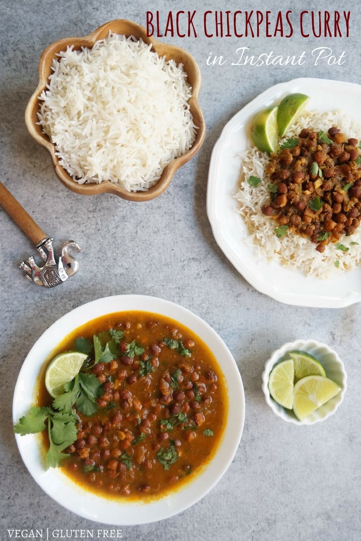 Punjabi Kala Chana or Black Chickpeas Curry made in Instant Pot or Stovetop pressure cooker. A homestyle mild spiced curry, best enjoyed with rice | #recipe #indian #chickpeas #chana #garbanzo #black #gravy #curry #instantpot #pressurecooker #vegan #glutenfree | pipingpotcurry.com