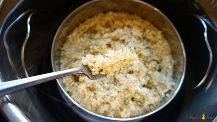 Pot-in-pot quinoa cooked in instant pot