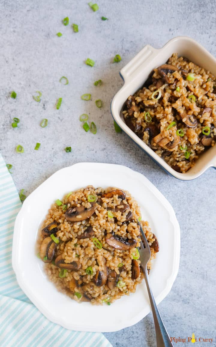 Brown Rice & Mushroom Pilaf - Instant Pot Pressure Cooker