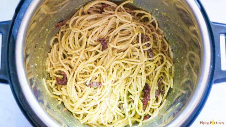 Instant Pot Spaghetti in Pesto Sauce Step 4 Instant Pot Spaghetti in Pesto Sauce Step 4