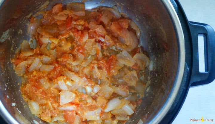 Misal Pav Instant Pot 2. Saute Tomatoes