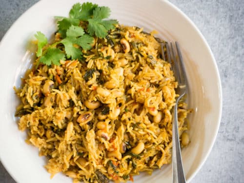 Instant Pot Black eyed peas and Spinach Rice