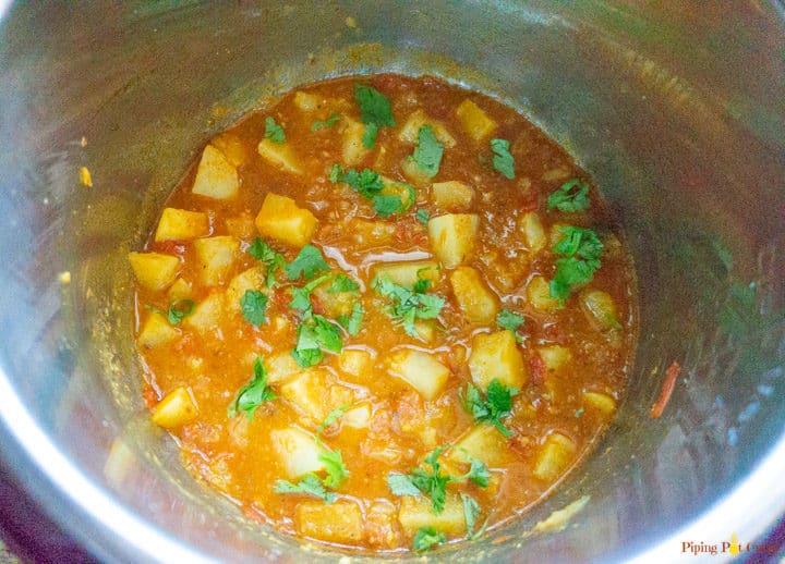 Instant Pot Potato Curry - Ready garnished with cilantro Instant Pot Potato Curry - Ready garnished with cilantro