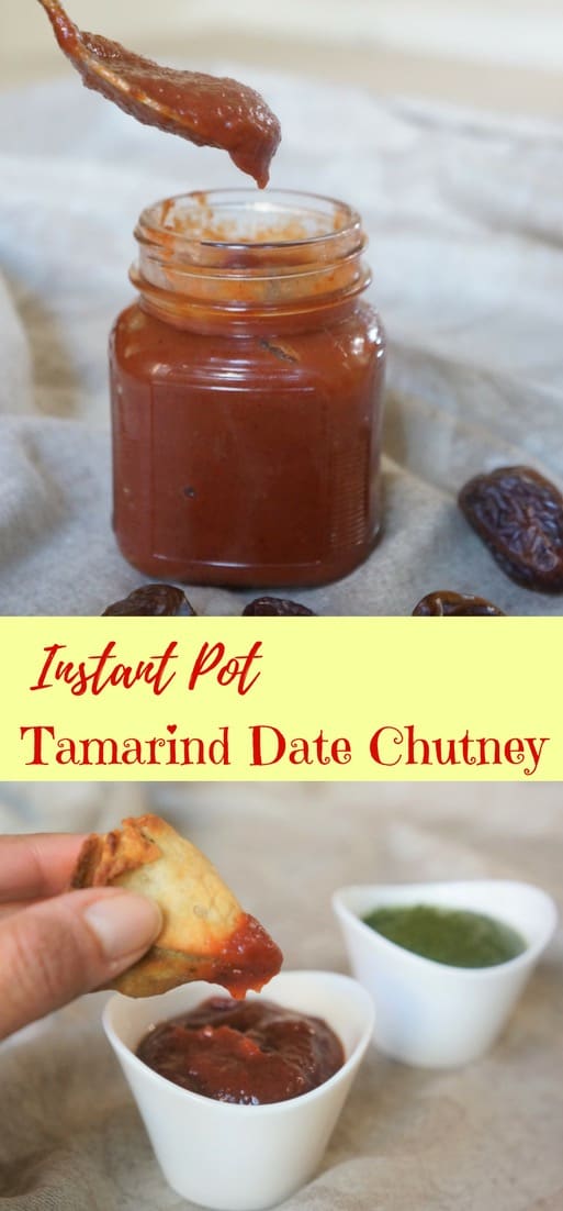 Tamarind & Date Chutney / #Khajoor #Imli ki #chutney made in #InstantPot or #PressureCooker. This chutney is both #sweet and #tangy at the time, prepared with #tamarind #dates, #jaggery and #spices | #easy #indian #streetfood #recipe | pipingpotcurry.com