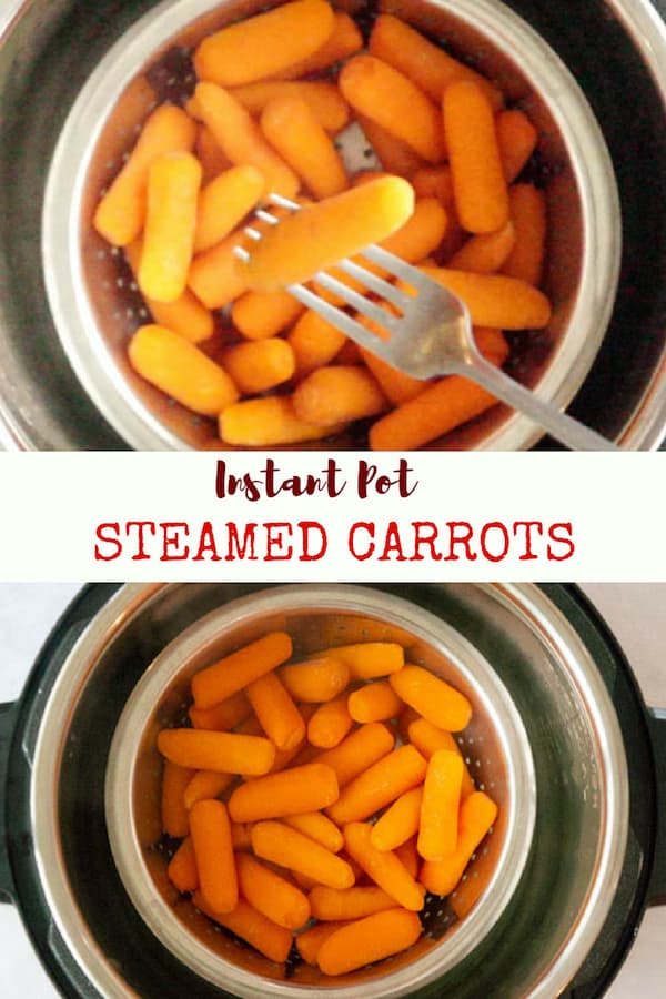 Super easy Instant Pot Steamed Carrots ready in less than 15 minutes. This is a great side to enjoy with some rice or protein | #carrots #steamed #instantpot #pressurecooker #recipe #babycarrots #easy #vegan #quick #glutenfree | pipingpotcurry.com