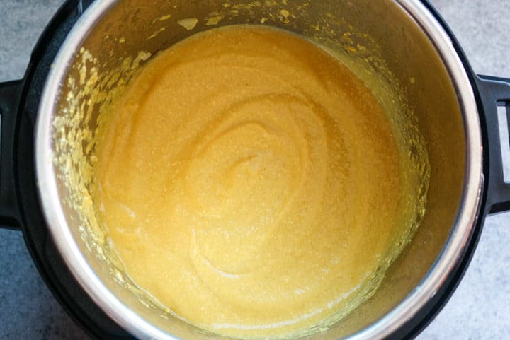 Pureed Onions, Cauliflower, Cashews and Spices in Instant Pot to make Turmeric Cauliflower Soup