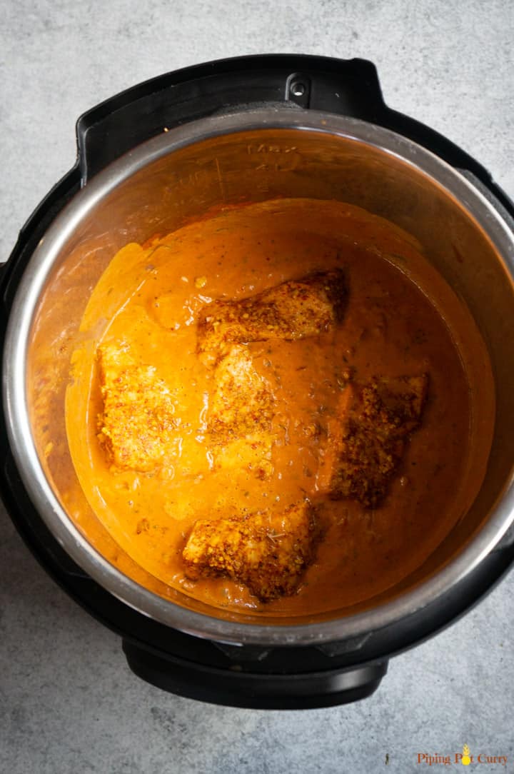 Instant Pot Salmon Tikka Masala Step 5: Add cooked salmon