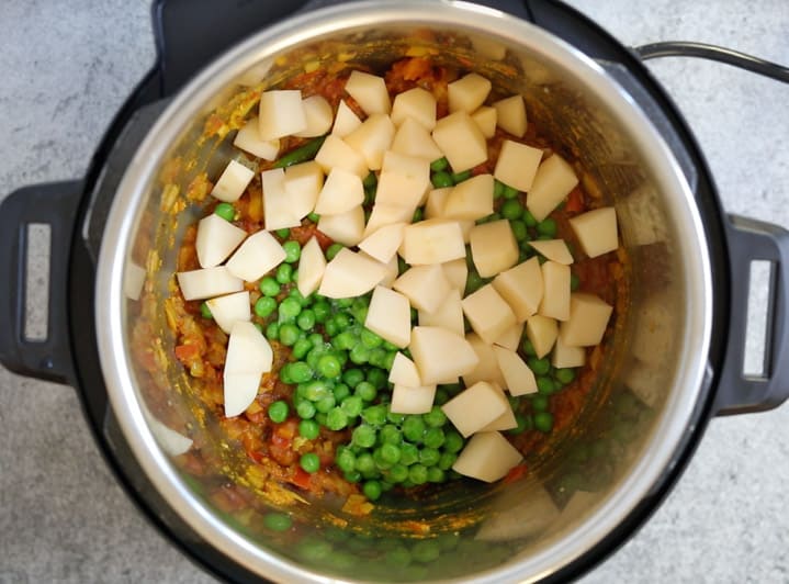 Aloo Matar in instant pot - Step 5 add potatoes