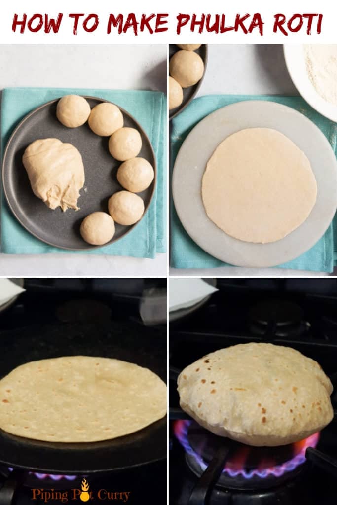 How to make Phulka Roti steps - Whole wheat indian flatbread