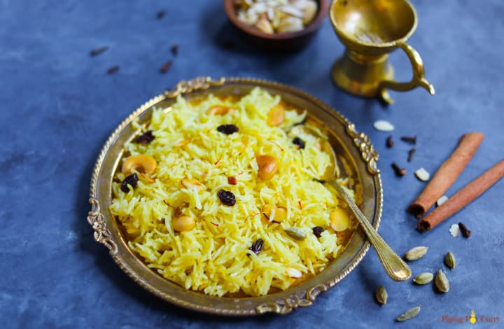 Zarda. Meethe Chawal, which is sweet rice in Instant Pot