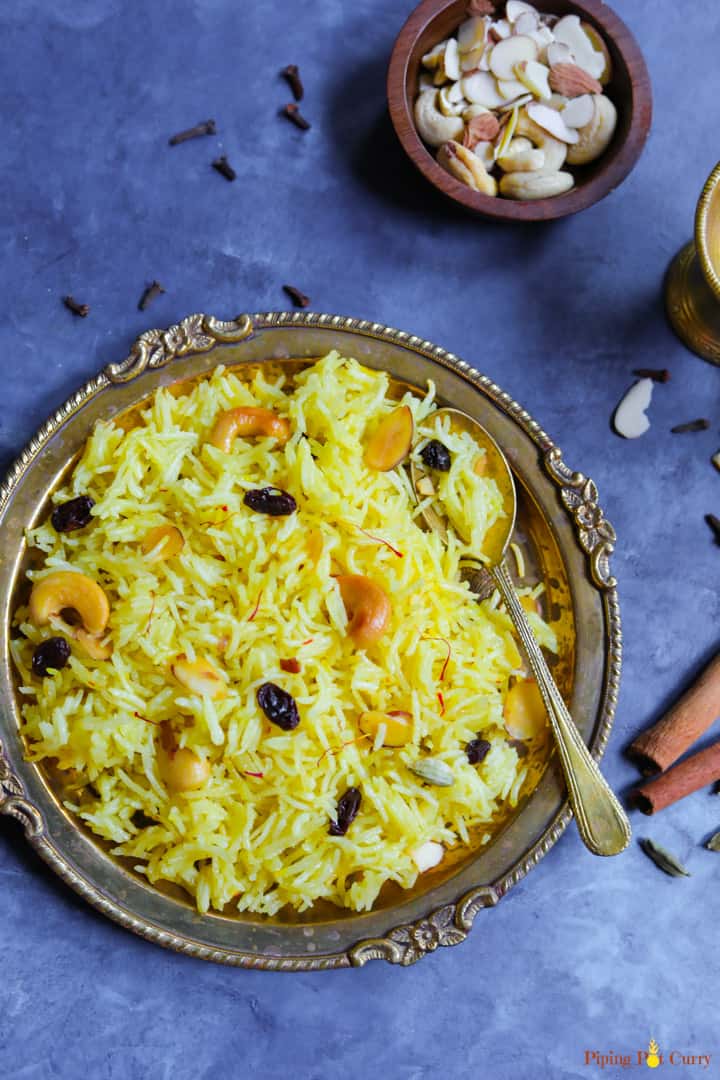 Zarda. Meethe Chawal - Instant Pot - Piping Pot Curry