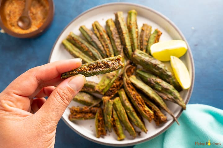 Stuffed okra in hand