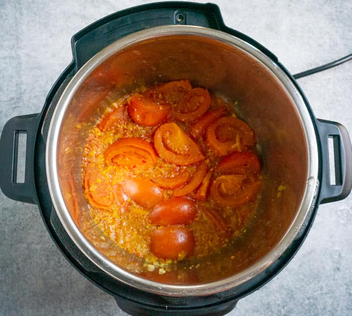 Paneer Tikka Masala in Instant Pot - 7. Pressure cooked Pressure cooked ingredients for paneer tikka masala