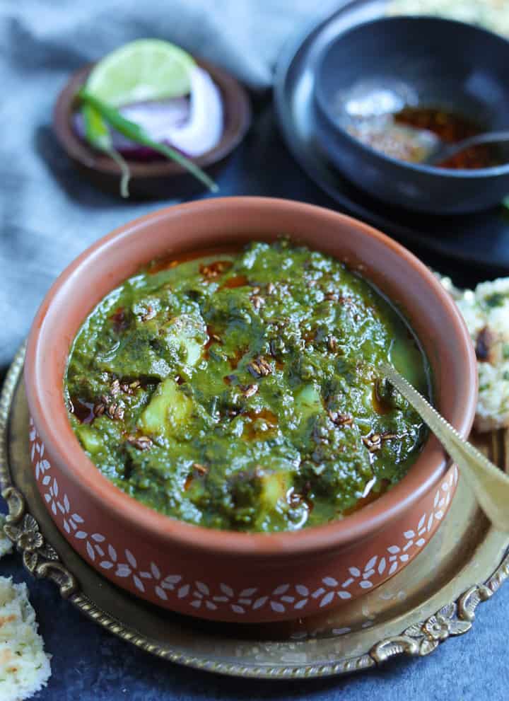 Saag Aloo in Instant Pot Spinach Potato Curry Piping Pot Curry