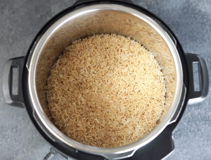 Cooked brown rice in the instant pot