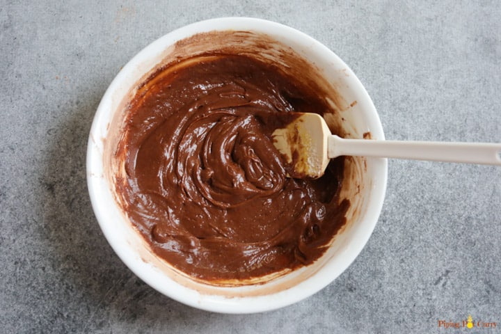 All ingredients mixed to make batter for instant pot brownies