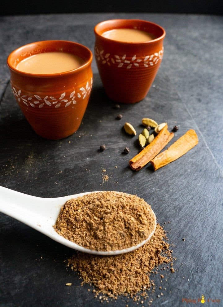 Chai Masala powder along with chai and whole spices