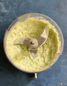 Blended creamy sauce in a food processor