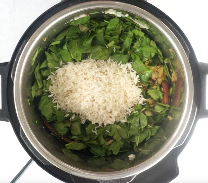 Spinach and Rice in an instant pot