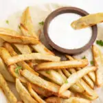 French Fries along with a yogurt dip