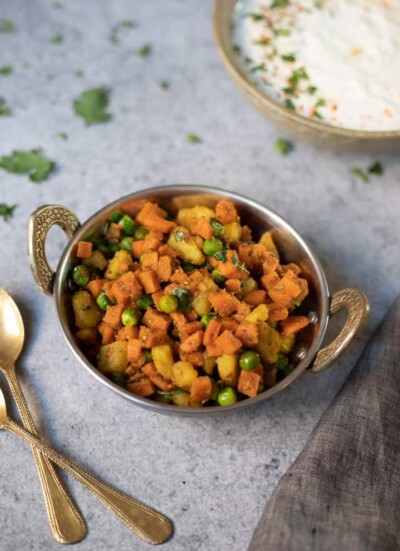 Aloo Gajar Matar (Indian Potato, Carrots & Peas) - Piping Pot Curry