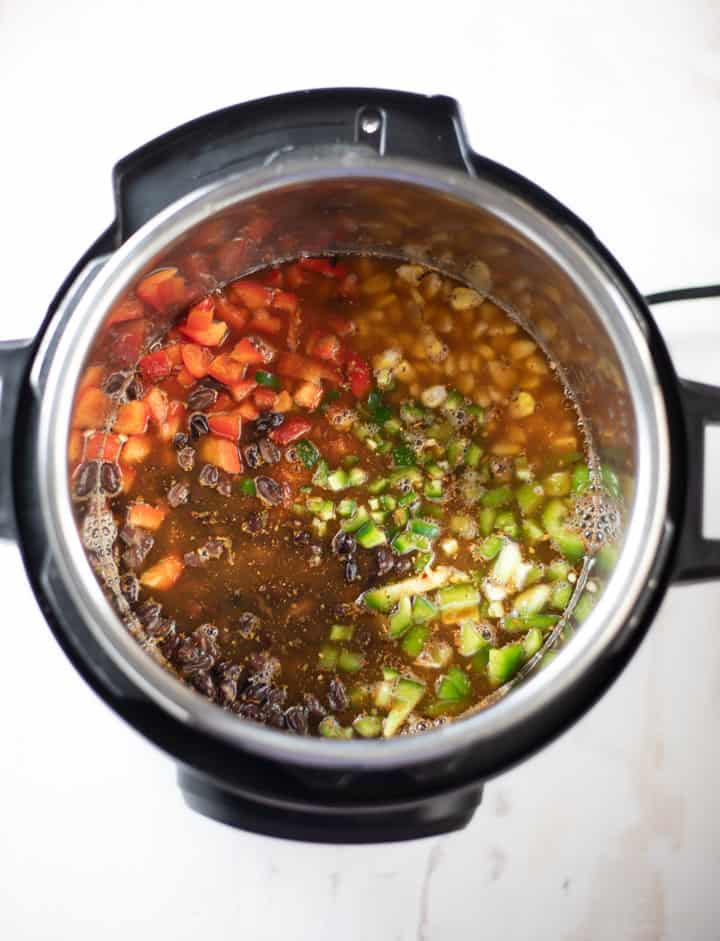 Vegetarian Taco Soup Instant Pot-4 Taco Soup ingredients ready to be cooked