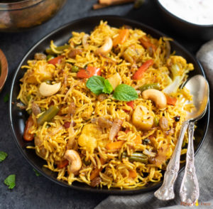 Vegetable Biryani rice closeup